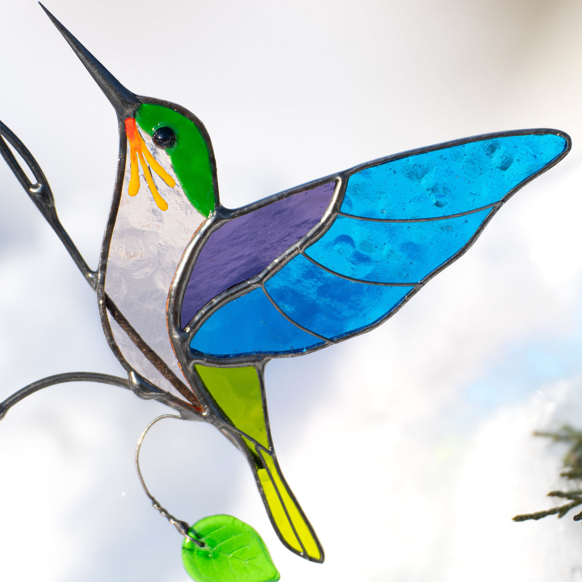 Stained glass cardinal suncatcher Mother in law gift Hummingbird stained glass window hangings Stained glass cardinal memorial ornament - Image 12