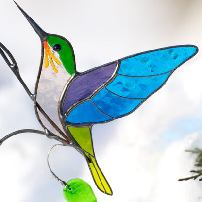 Stained glass cardinal suncatcher Mother in law gift Hummingbird stained glass window hangings Stained glass cardinal memorial ornament - Image 12