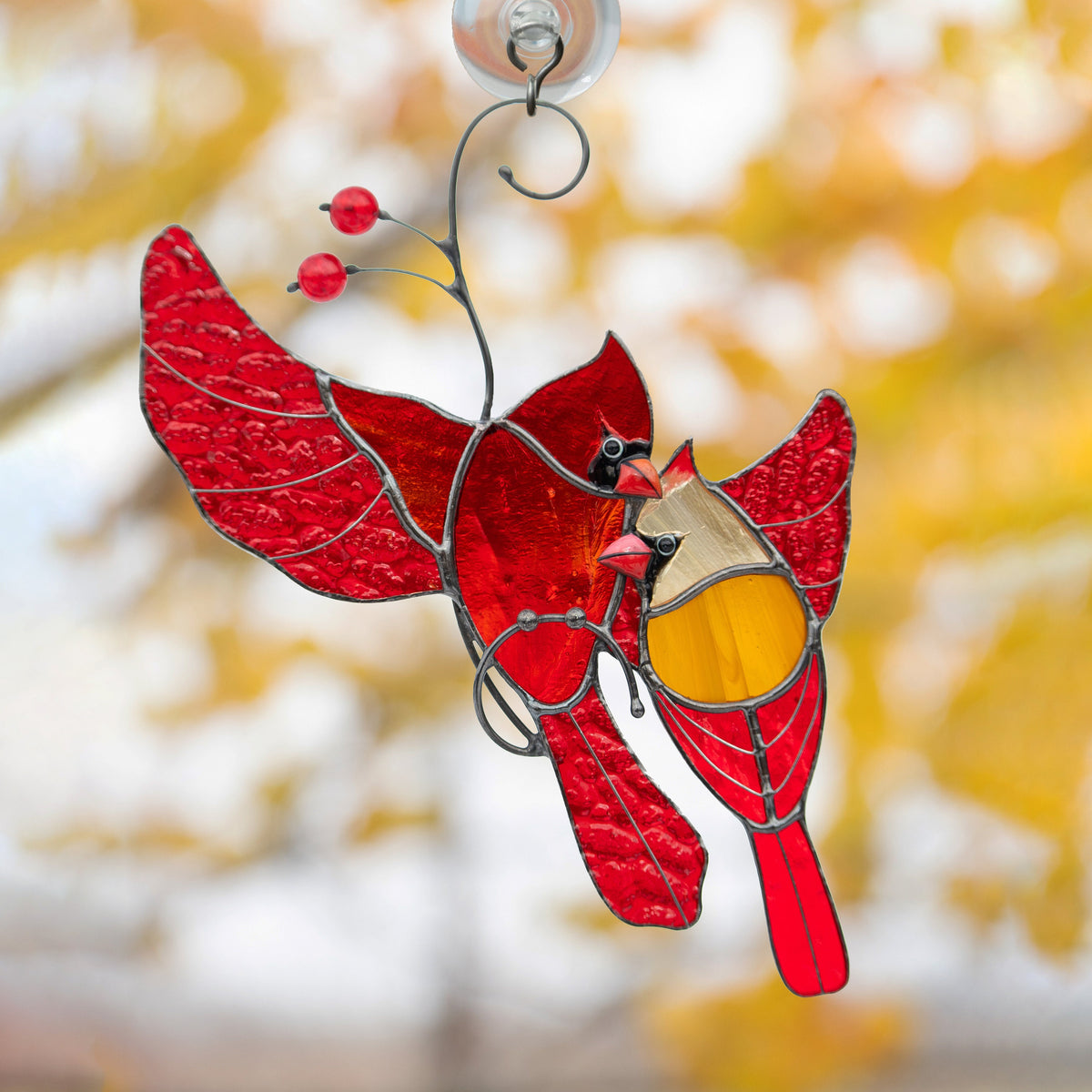 Stained glass bird suncatcher Grandparent gifts Cardinal memorial ornament stained glass window hangings Stained glass bird artwork - Image 10