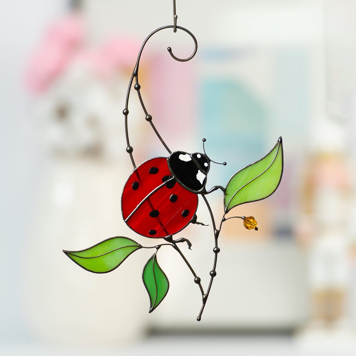 Ladybug gifts stained glass window hangings Mom gift Custom stained glass miraculous ladybug Wall art ladybug - Image 5