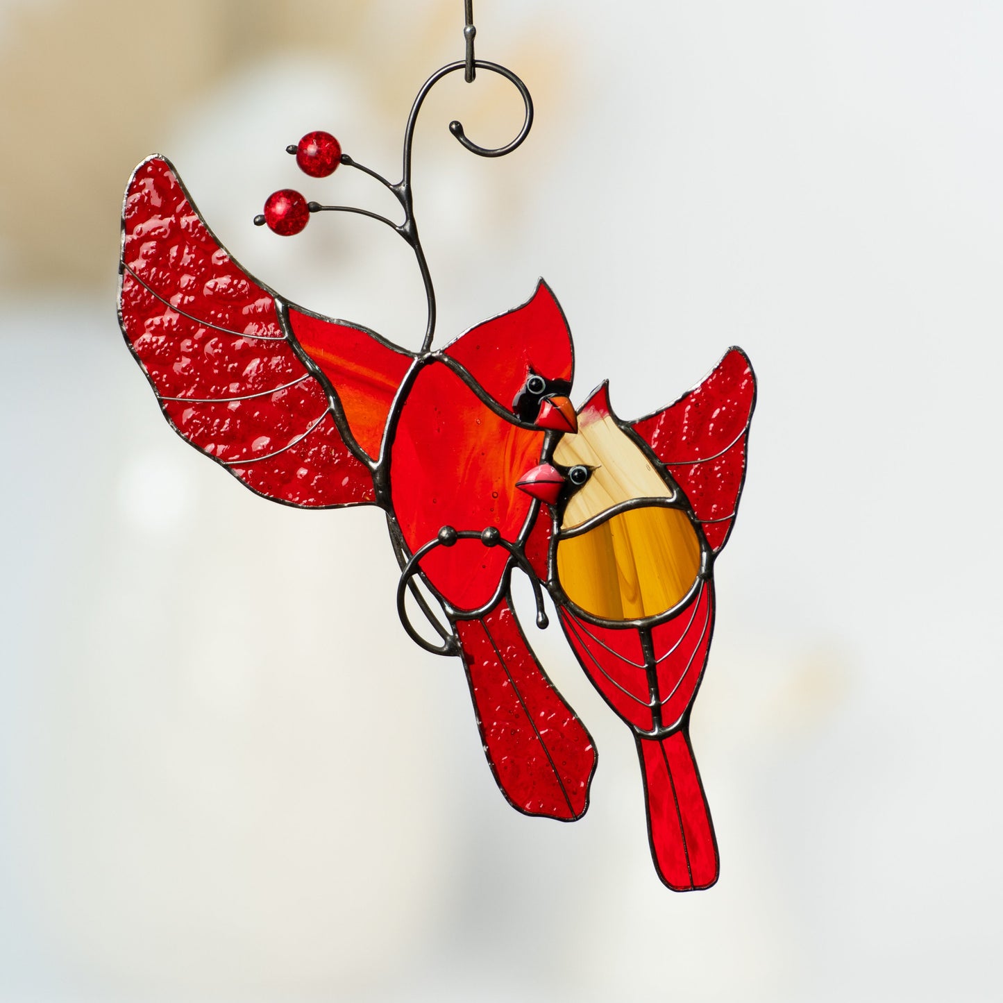 Stained glass bird suncatcher Grandparent gifts Cardinal memorial ornament stained glass window hangings Stained glass bird artwork - Image 5