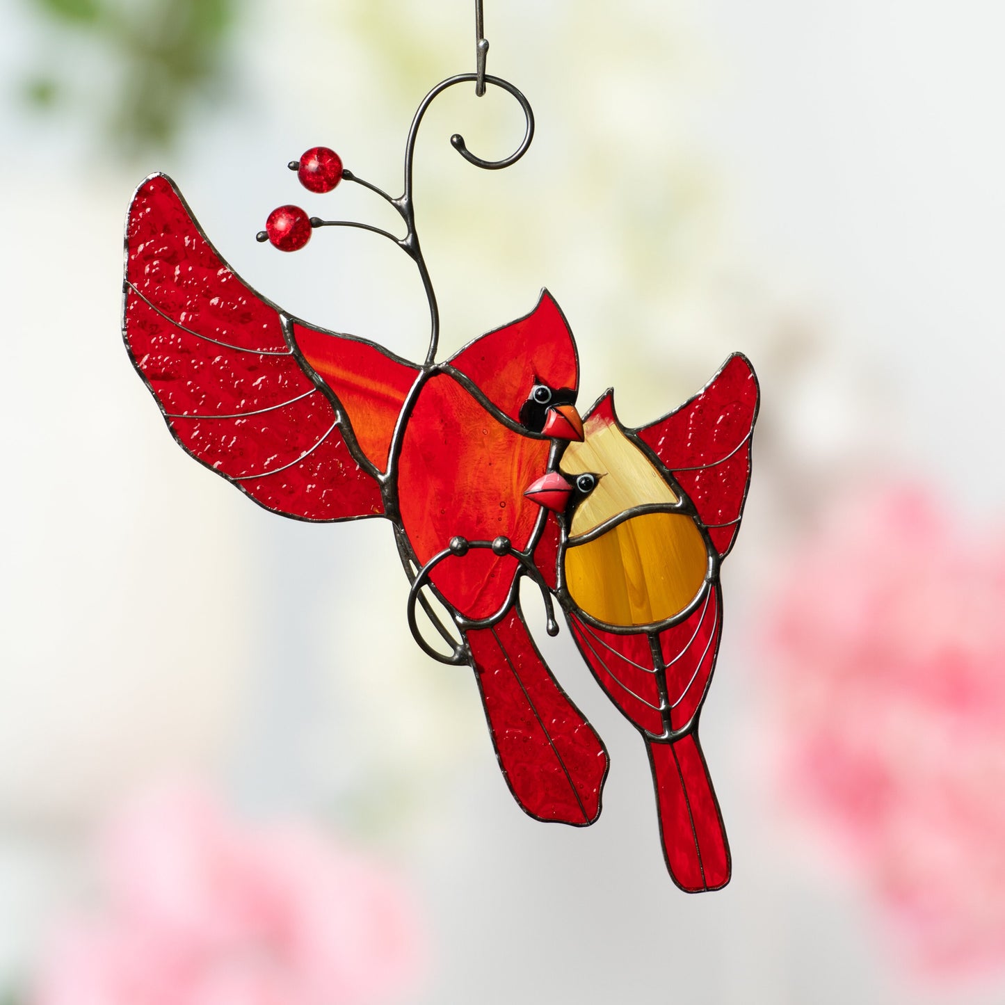 Stained glass bird suncatcher Grandparent gifts Cardinal memorial ornament stained glass window hangings Stained glass bird artwork - Image 11