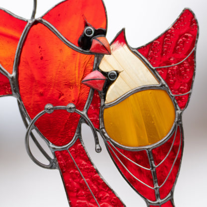 Stained glass bird suncatcher Grandparent gifts Cardinal memorial ornament stained glass window hangings Stained glass bird artwork - Image 8