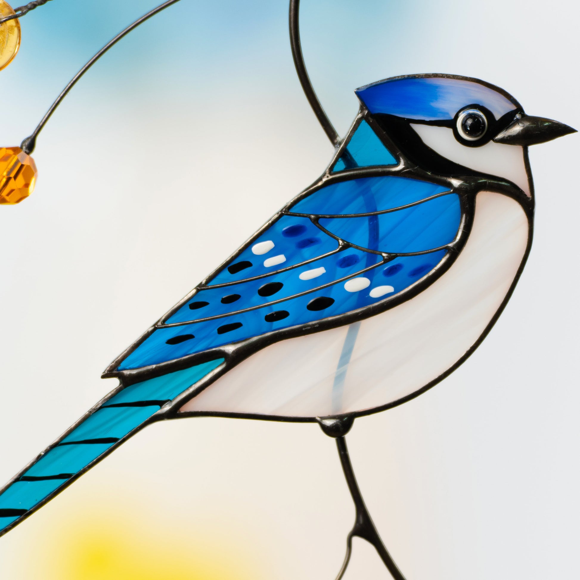 Blue jay stained glass bird suncatcher Grandma core Bird decor stained glass window hangings Room decor aesthetic - Image 10