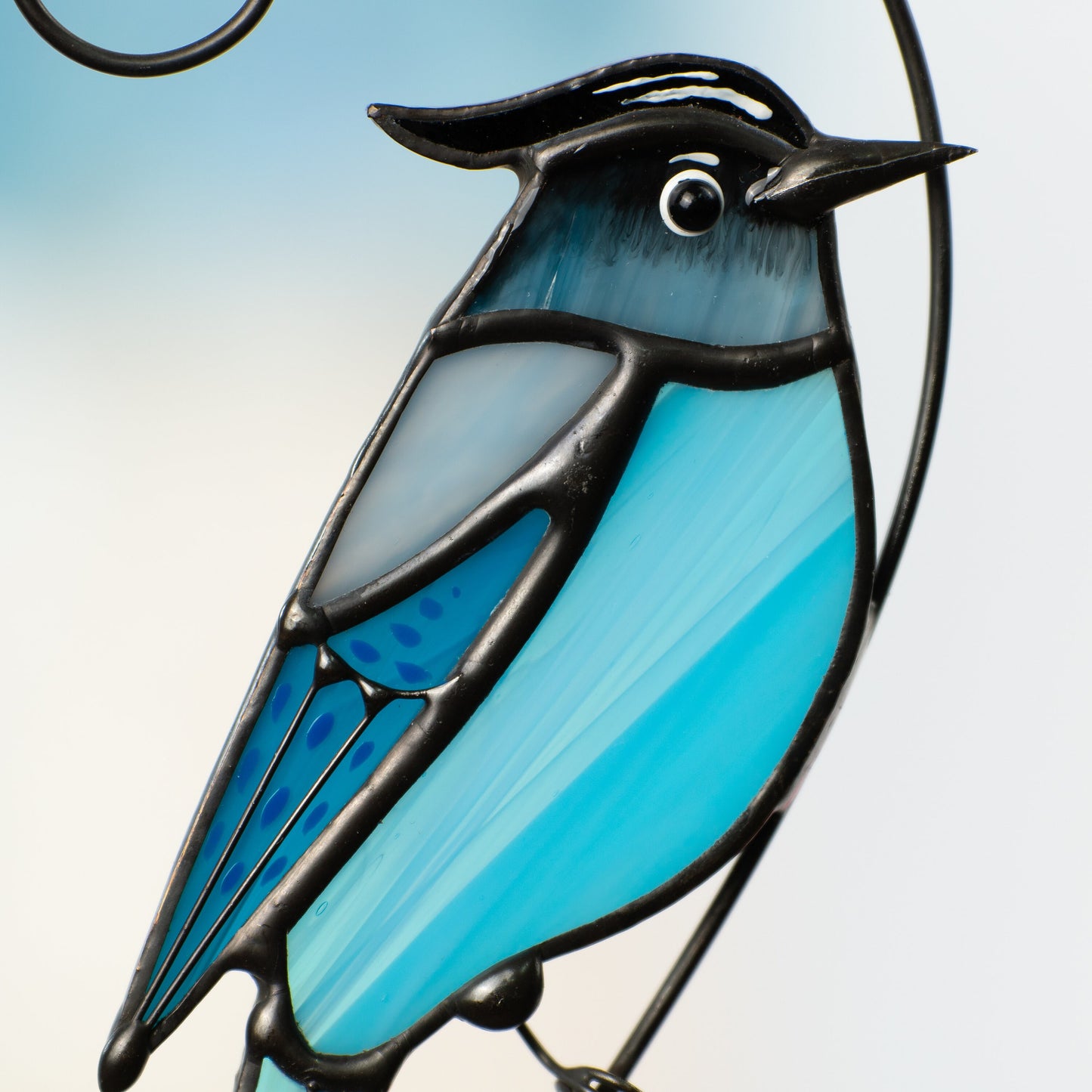 Steller jay stained glass bird suncatcher Grandma gifts Custom stained glass window hangings Handmade product Fairy garden accessories - Image 4