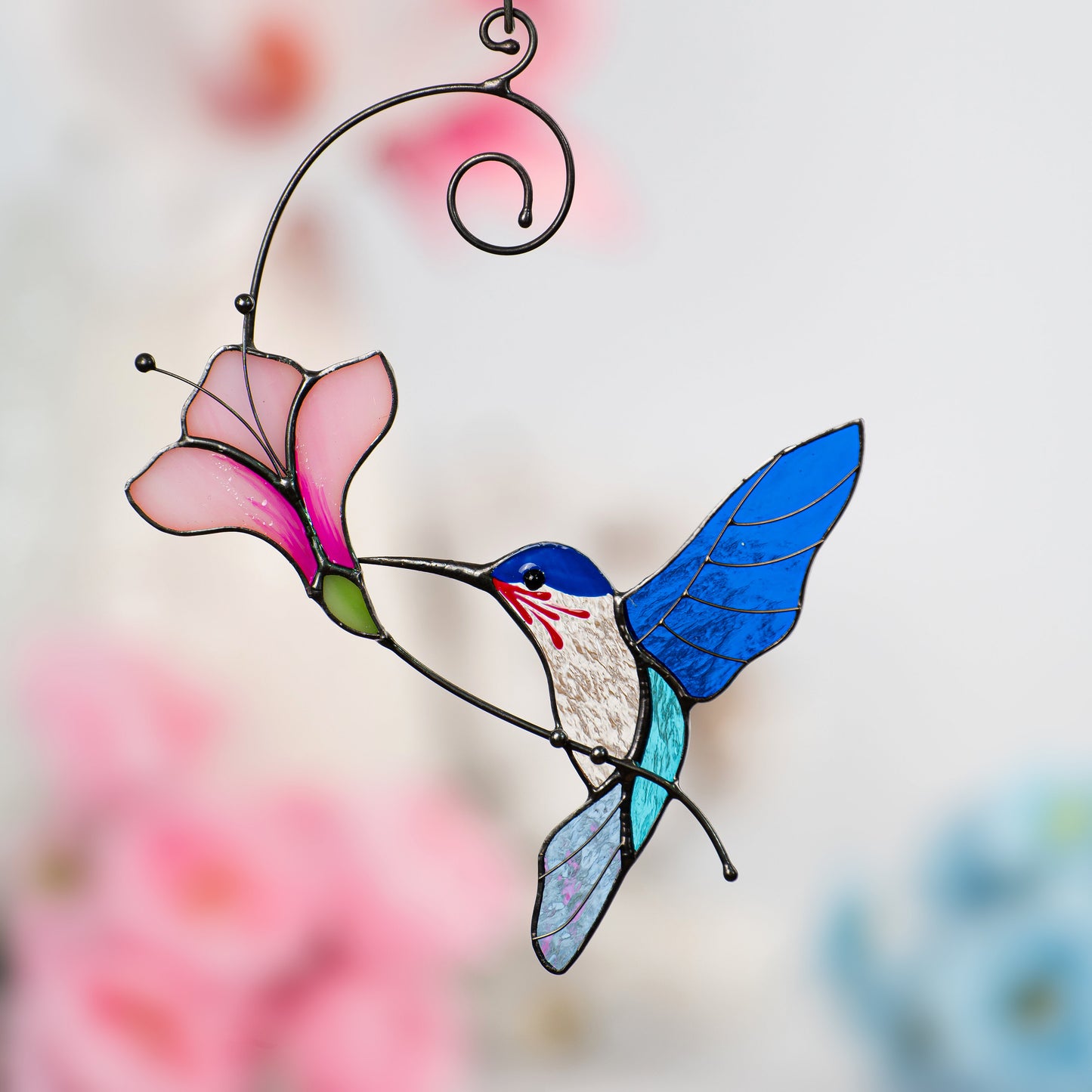 Hummingbird gifts stained glass window hangings Great grandma gift Hummingbird stained glass suncatcher Garden decoration - Image 14