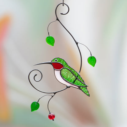 Hummingbird stained glass window hangings New mom gift Custom stained glass hummingbird suncatcher Farmhouse decor Grandparent gifts - Image 9