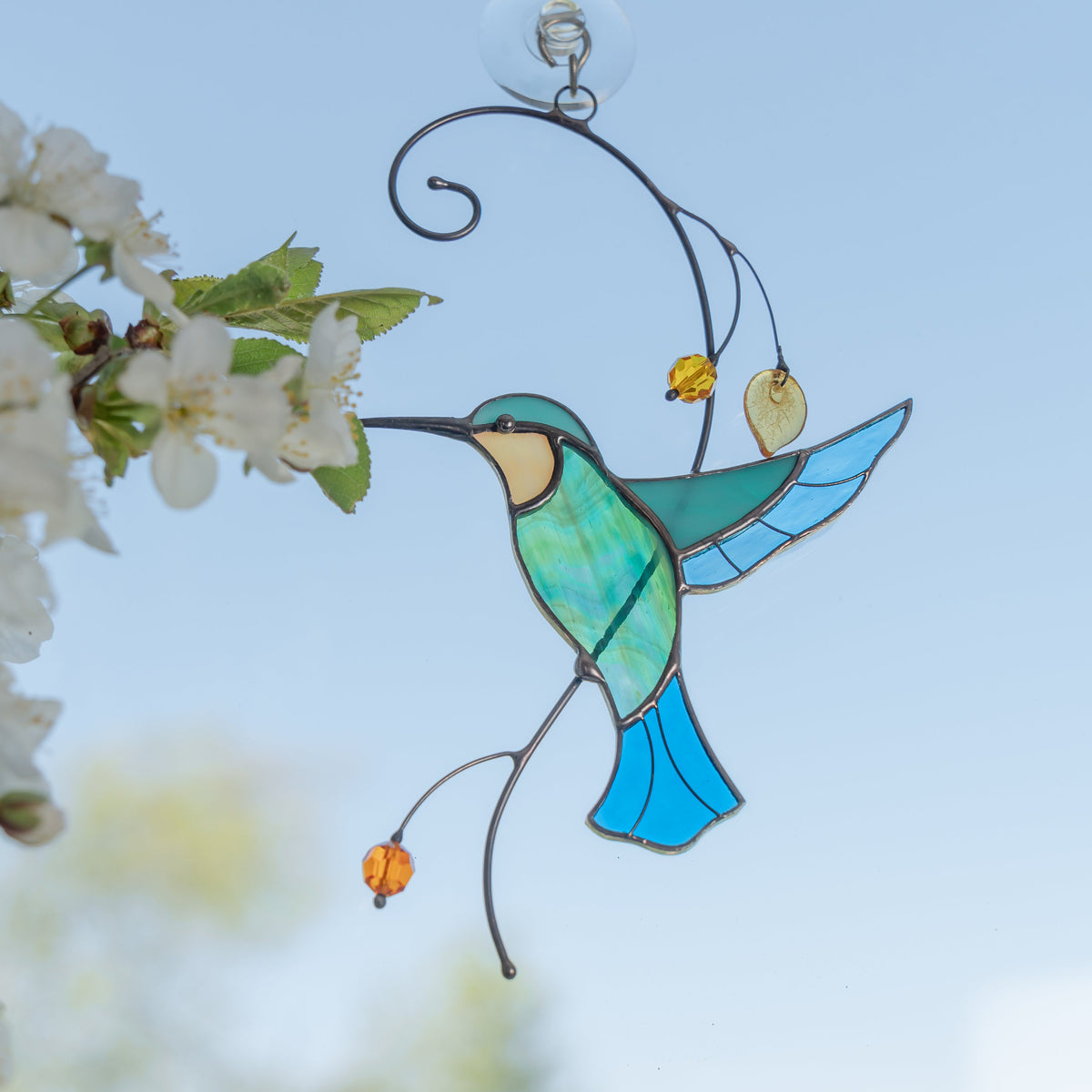Hummingbird suncatcher Stained glass window hangings Grandparent gifts Custom stained glass bird Mom suncatcher - Image 11