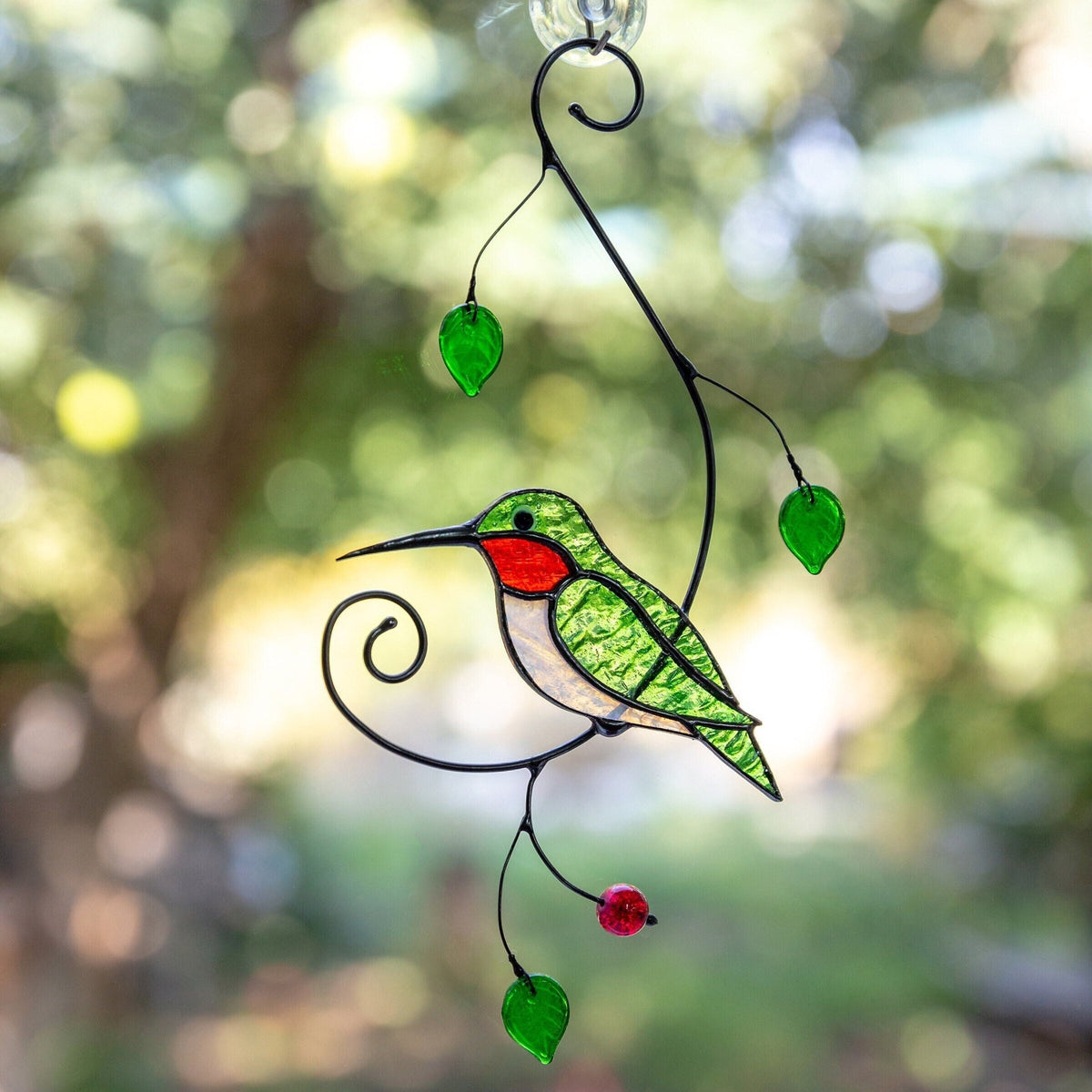 Stained glass bird suncatcher Grandma gift Custom stained glass window hangings 6th anniversary gift - Image 11