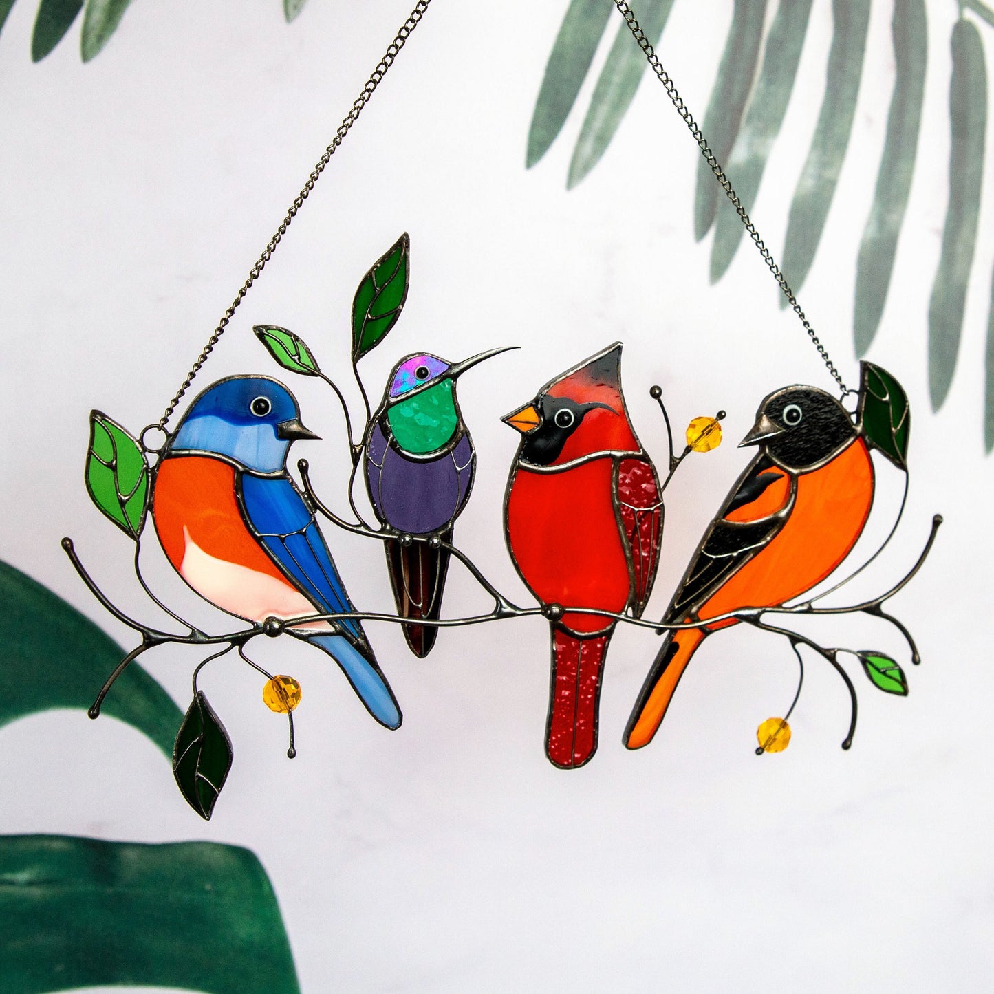 Stained glass birds glass suncatcher Unique gift for mom Spring decor window hangings - Image 16
