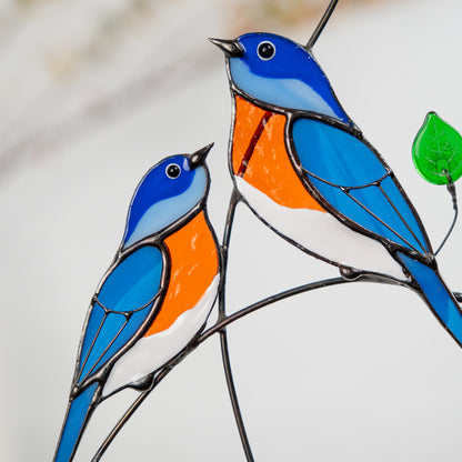 Stained glass bird suncatcher Gifts for grandma Custom stained glass ornaments Bluebird stained glass window hangings - Image 7