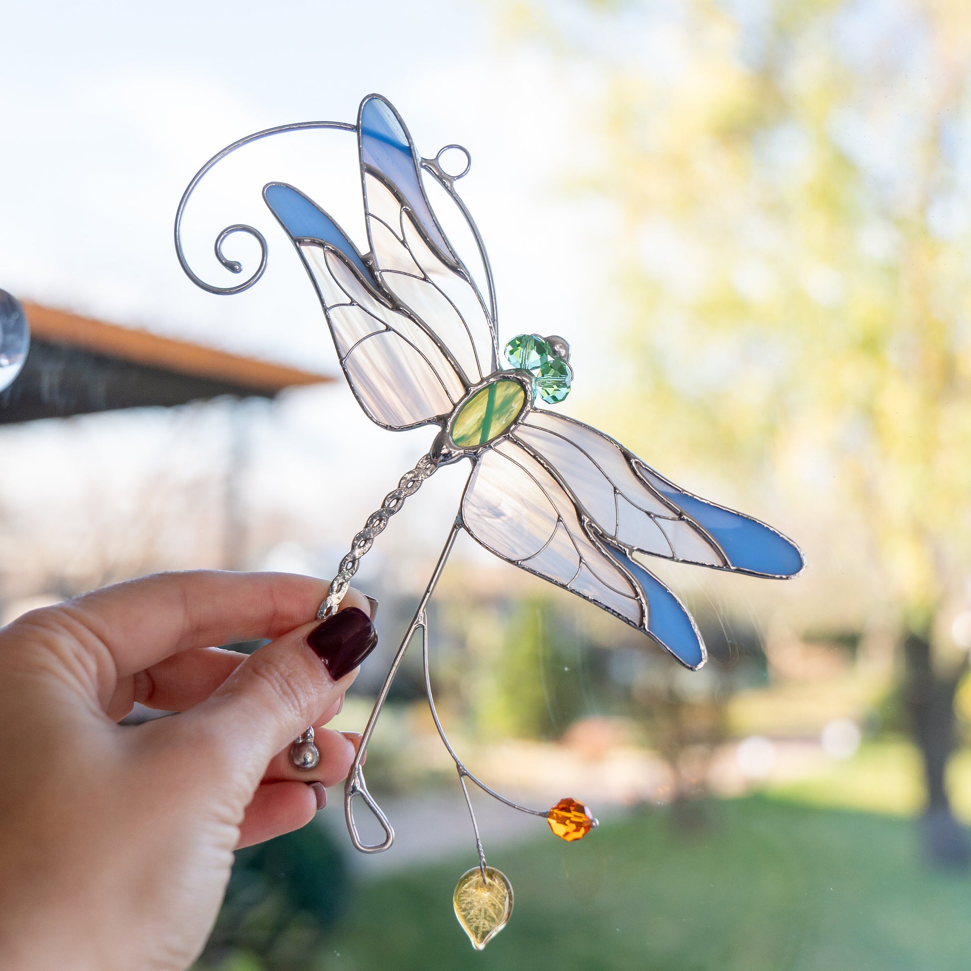 Stained glass dragonfly Sister in law gifts Dragonfly wings Custom stained glass dragonfly suncatcher - Image 4