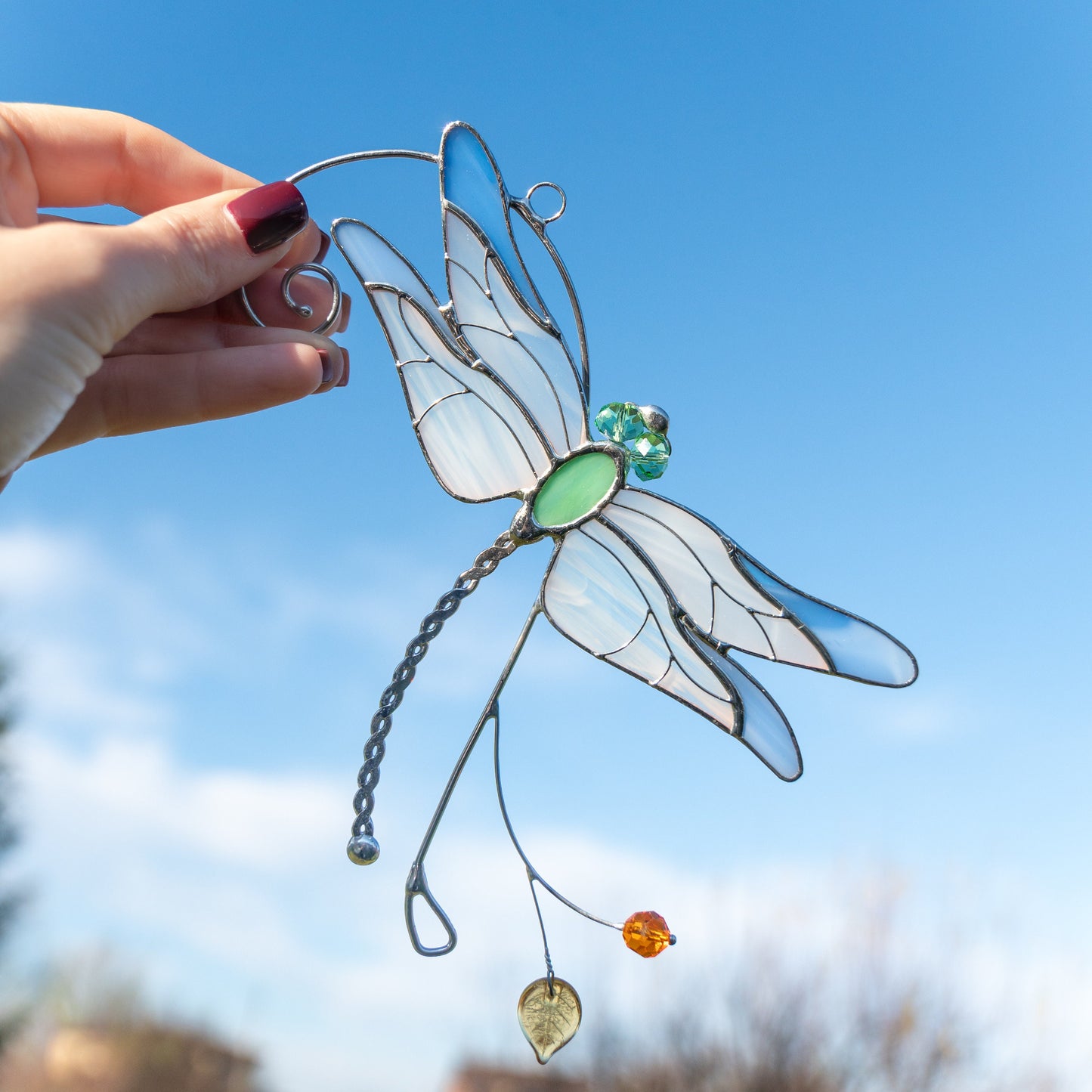 Stained glass dragonfly Sister in law gifts Dragonfly wings Custom stained glass dragonfly suncatcher - Image 8
