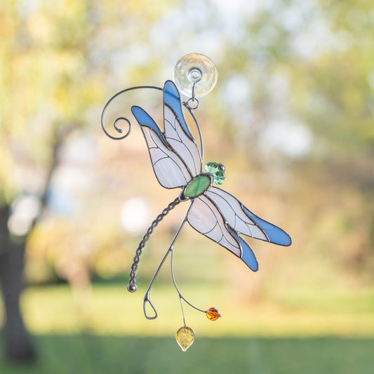 Stained glass dragonfly Sister in law gifts Dragonfly wings Custom stained glass dragonfly suncatcher - Image 1