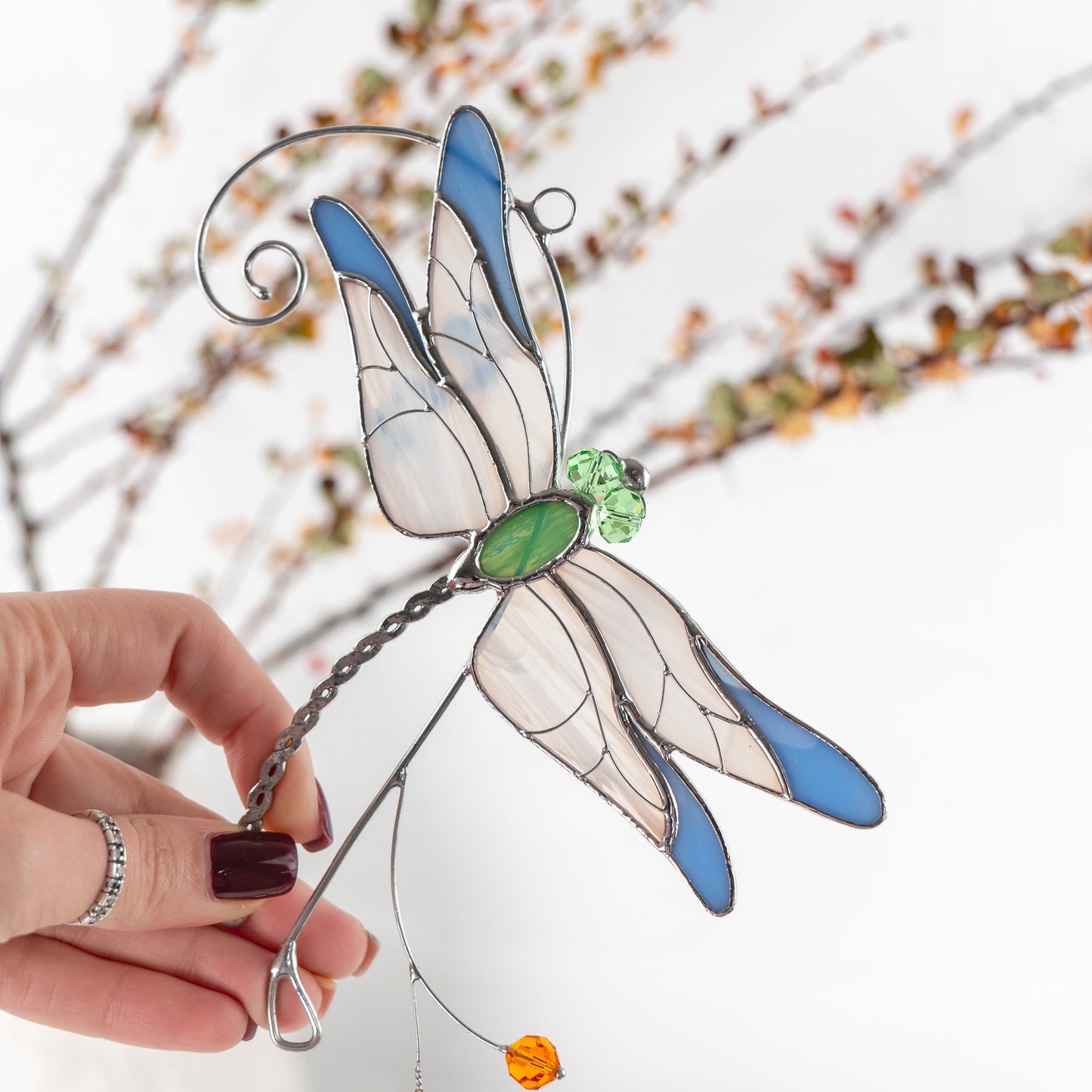 Stained glass dragonfly Sister in law gifts Dragonfly wings Custom stained glass dragonfly suncatcher - Image 10