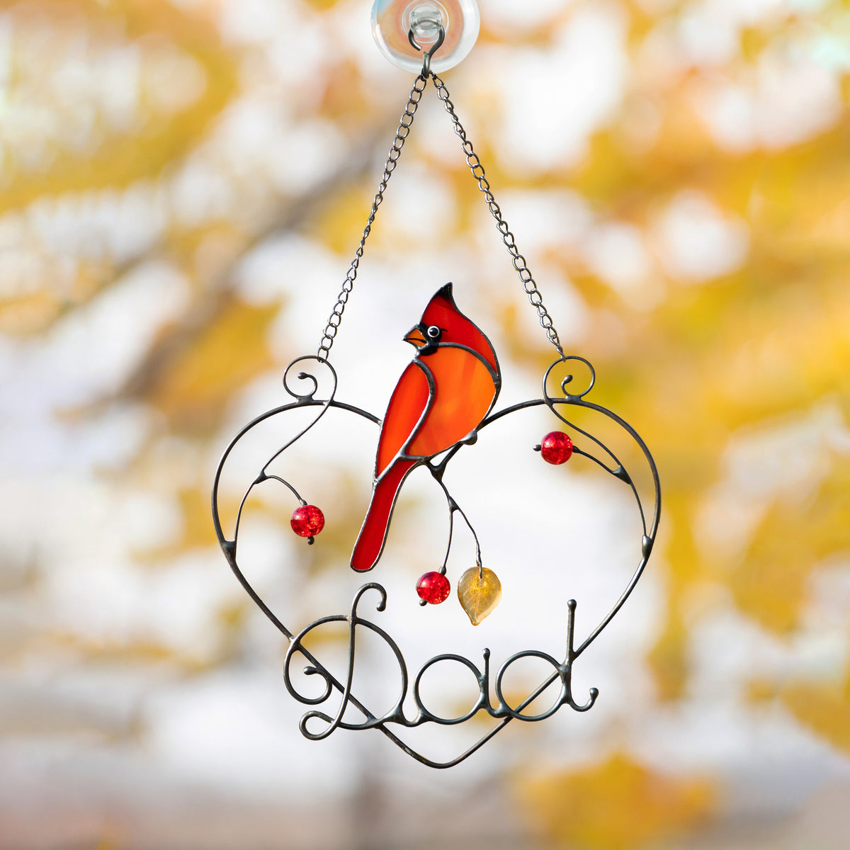 Cardinal stained glass window hangings Personalized unique gift for mom Stained glass bird suncatcher Cardinal memorial gift - Image 18