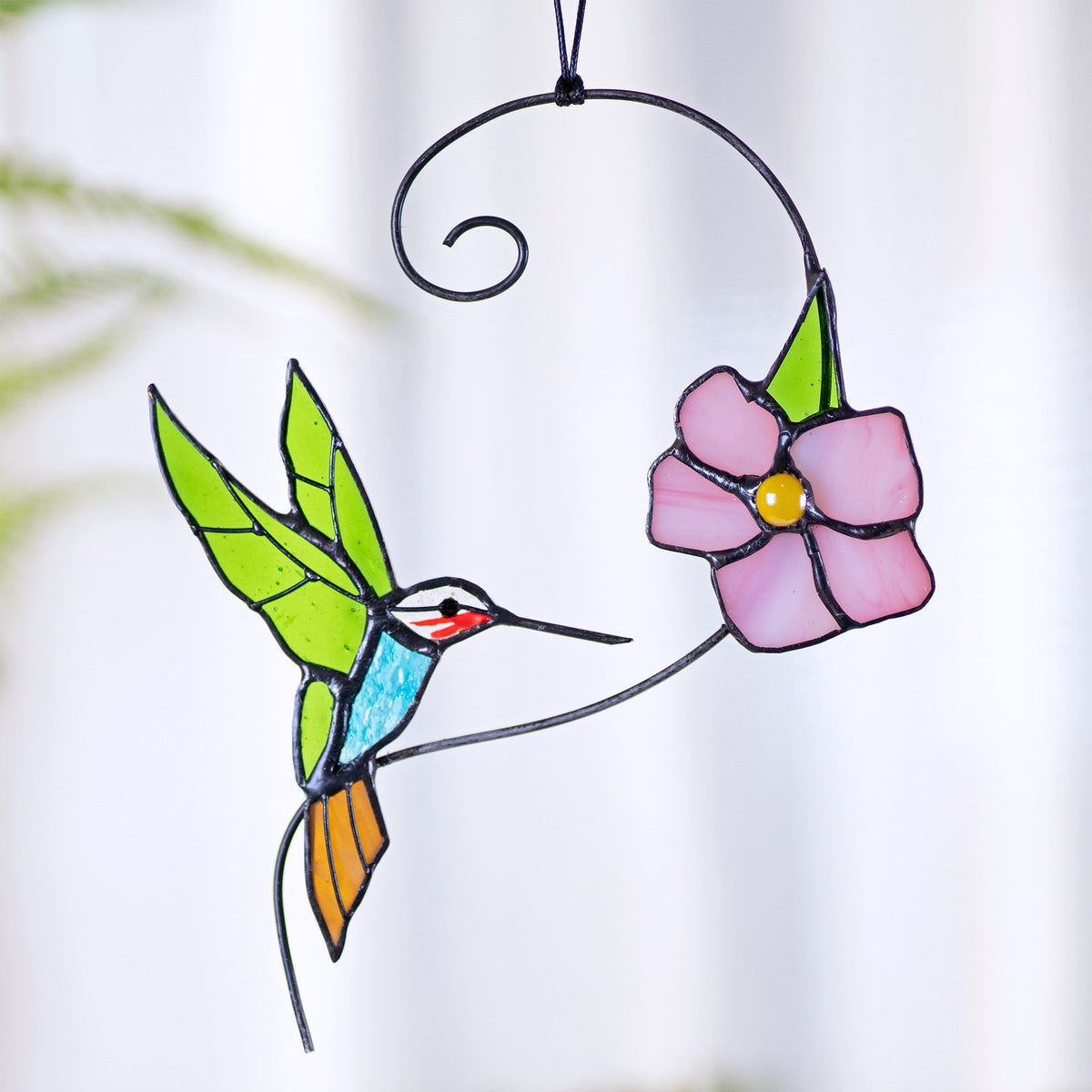 Hummingbird stained glass Hummingbird bird suncatcher Custom stained glass window hangings Hummingbird bird gifts Mothers Day gift - Image 1