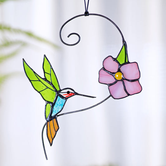 Hummingbird stained glass Hummingbird bird suncatcher Custom stained glass window hangings Hummingbird bird gifts Mothers Day gift - Image 1
