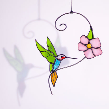 Hummingbird stained glass Hummingbird bird suncatcher Custom stained glass window hangings Hummingbird bird gifts Mothers Day gift - Image 3