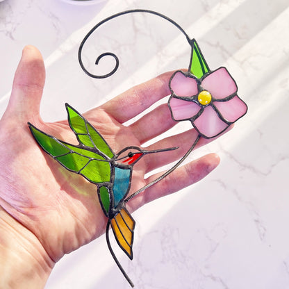Hummingbird stained glass Hummingbird bird suncatcher Custom stained glass window hangings Hummingbird bird gifts Mothers Day gift - Image 4