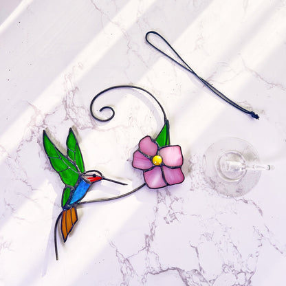 Hummingbird stained glass Hummingbird bird suncatcher Custom stained glass window hangings Hummingbird bird gifts Mothers Day gift - Image 5