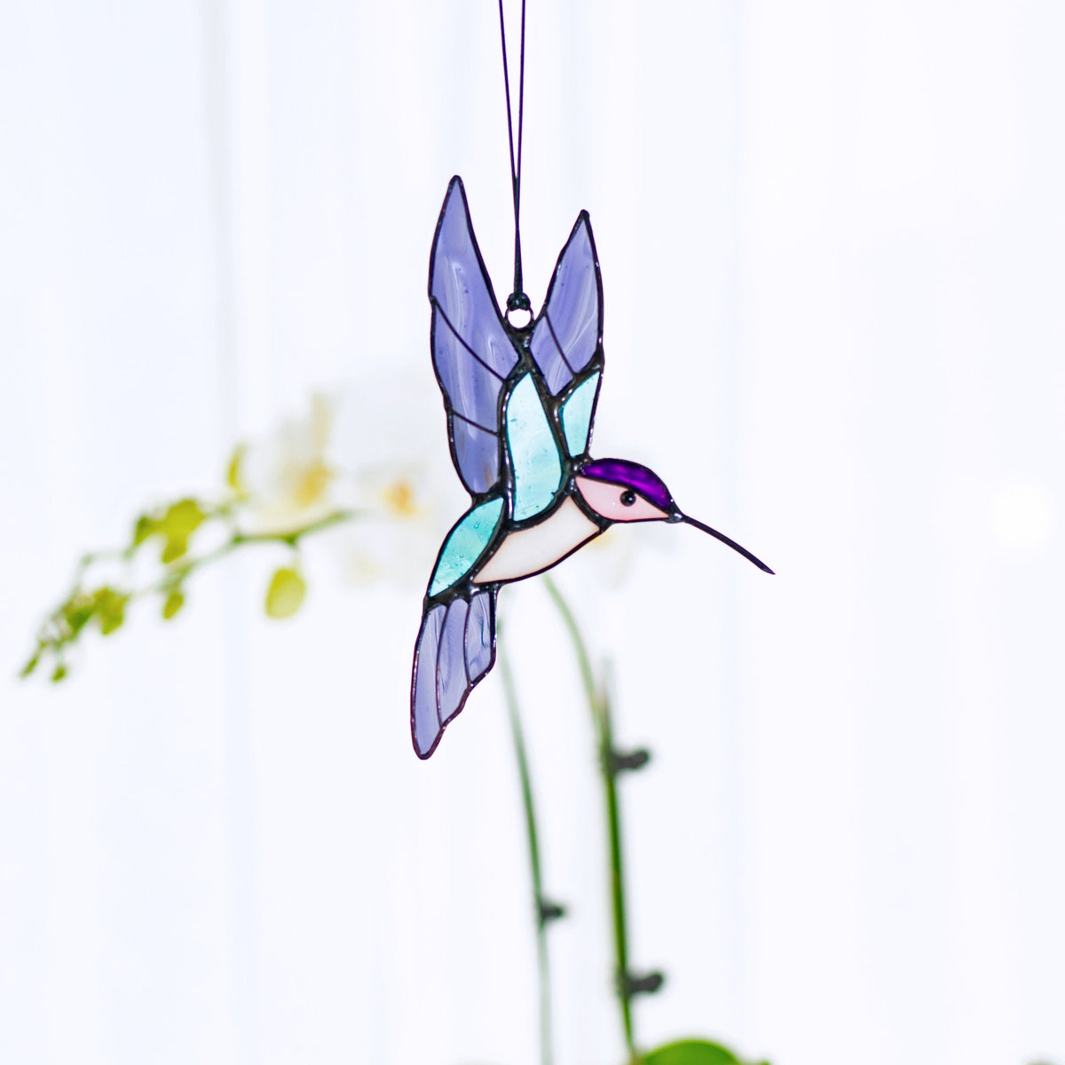 Hummingbird stained glass window hangings Hummingbird Sun catcher Hummingbird gift Custom stained glass bird suncatcher Mothers Day - Image 4