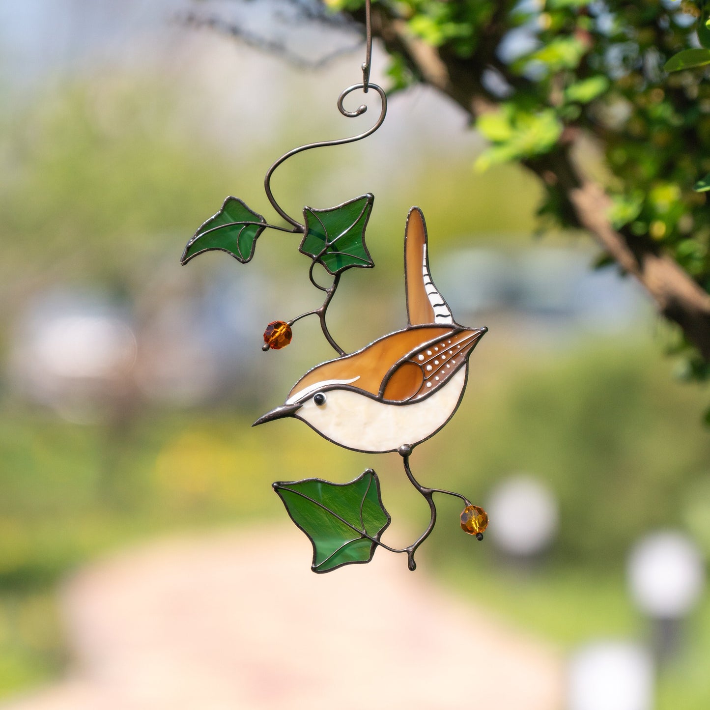 Carolina Wren stained glass window hangings Sister in law gifts Stained glass bird suncatcher - Image 10