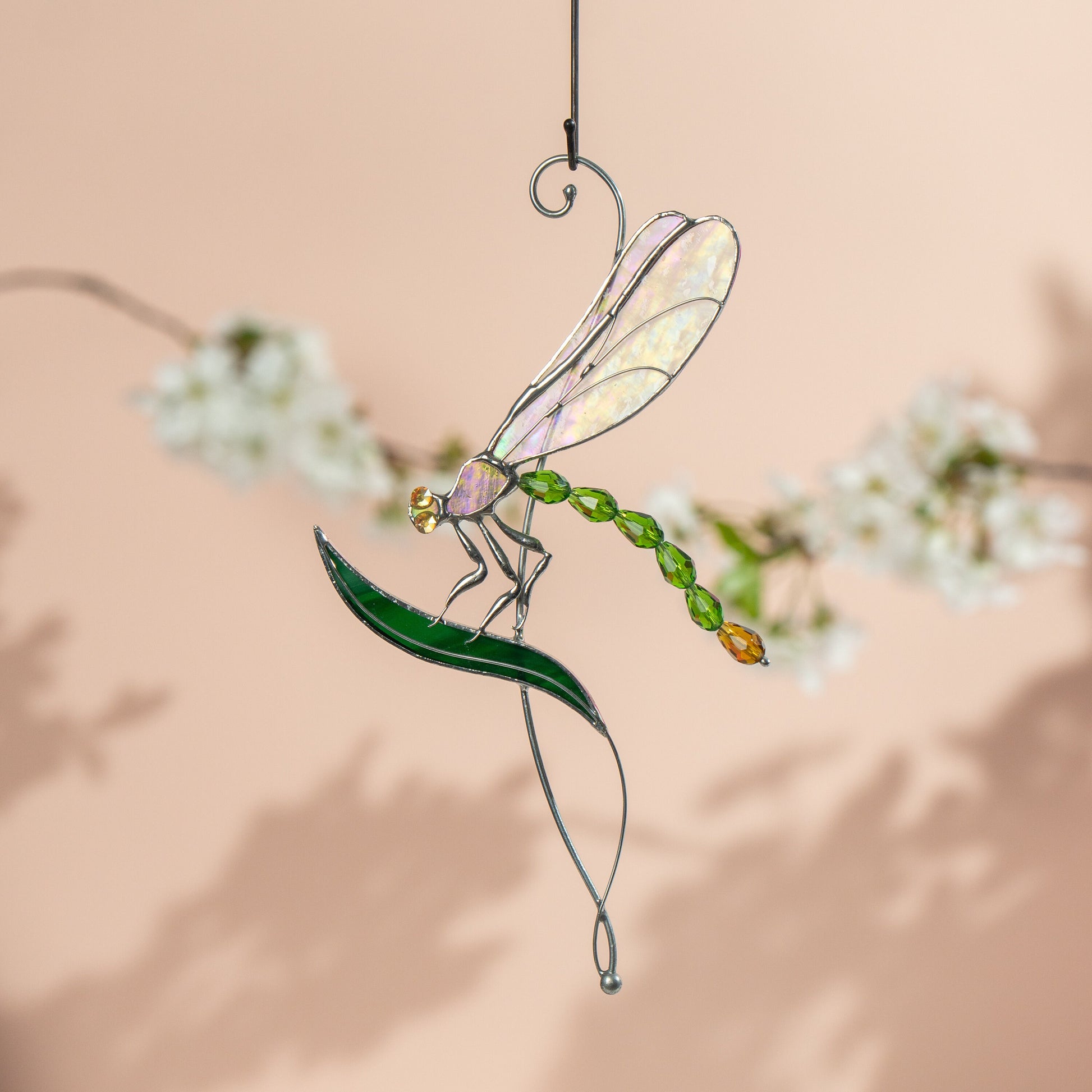 Fly insect stained glass window hangings Mom gift Modern stained glass dragonfly Dragonfly garden art - Image 10