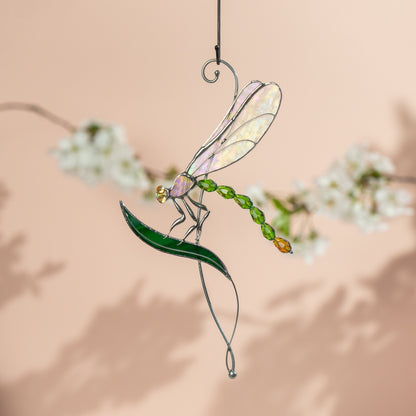 Fly insect stained glass window hangings Mom gift Modern stained glass dragonfly Dragonfly garden art - Image 10