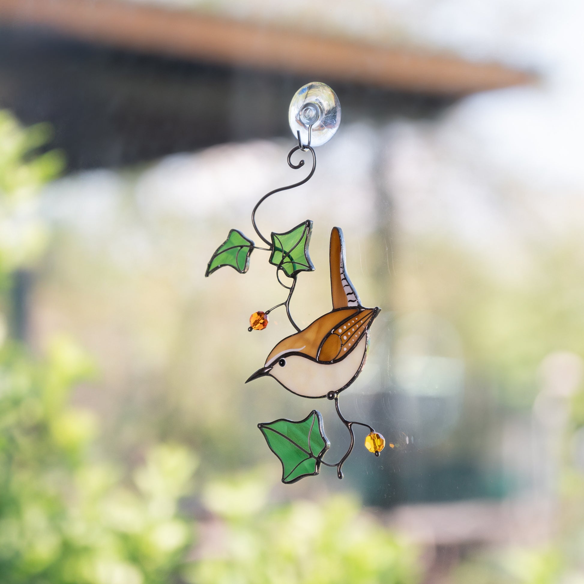 Carolina Wren stained glass window hangings Sister in law gifts Stained glass bird suncatcher - Image 4