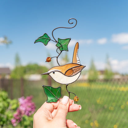 Carolina Wren stained glass window hangings Sister in law gifts Stained glass bird suncatcher - Image 6