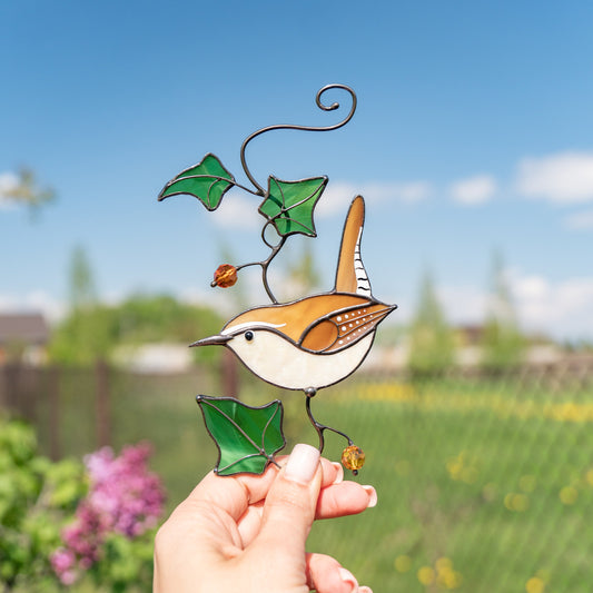 Carolina Wren stained glass window hangings Sister in law gifts Stained glass bird suncatcher - Image 6