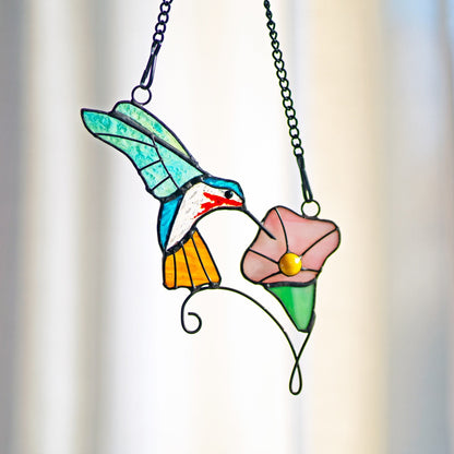 Hummingbird stained glass window hangings bird sun catcher Hummingbird gift Custom stained glass bird suncatcher Fathers Day gifts - Image 4