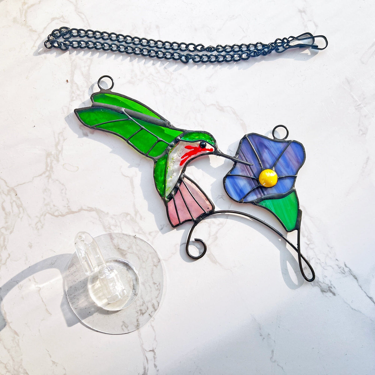 Hummingbird stained glass window hangings bird sun catcher Hummingbird gift Custom stained glass bird suncatcher Fathers Day gifts - Image 6