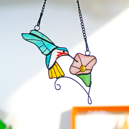 Hummingbird stained glass window hangings bird sun catcher Hummingbird gift Custom stained glass bird suncatcher Fathers Day gifts - Image 10