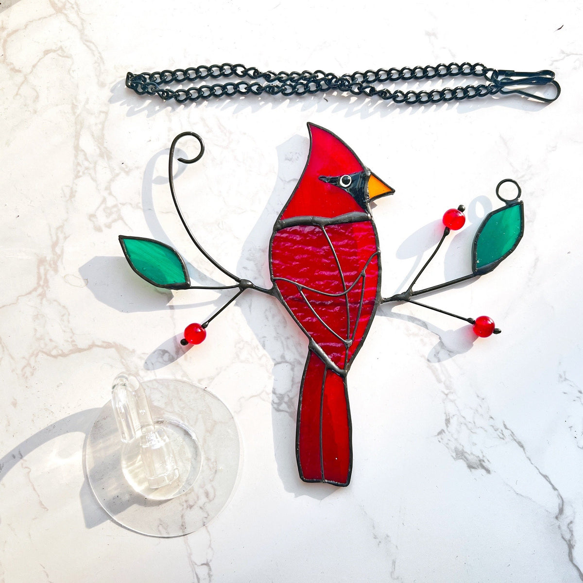 Cardinal Stained Glass Suncatcher Mothers Day Gifts Stained Glass Birds Suncatcher Cardinal Bird Feeder Decor Cardinal gifts - Image 9