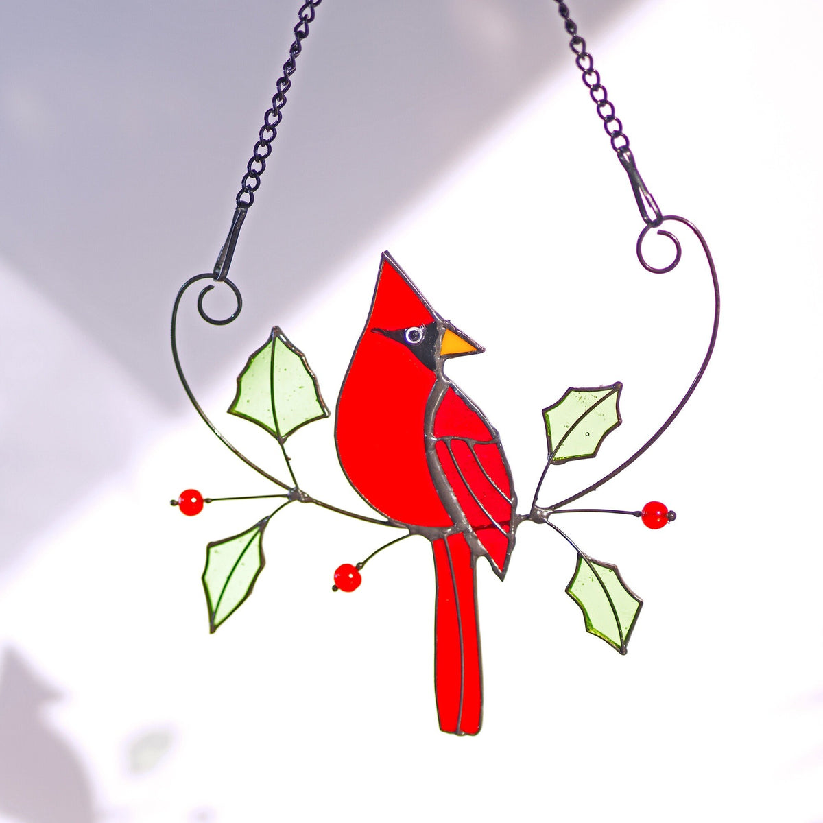 Cardinal Stained Glass Suncatcher Mothers Day Gifts Stained Glass Birds Suncatcher Cardinal Bird Feeder Decor Cardinal gifts - Image 3