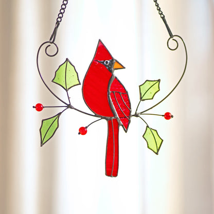 Cardinal Stained Glass Suncatcher Mothers Day Gifts Stained Glass Birds Suncatcher Cardinal Bird Feeder Decor Cardinal gifts - Image 8
