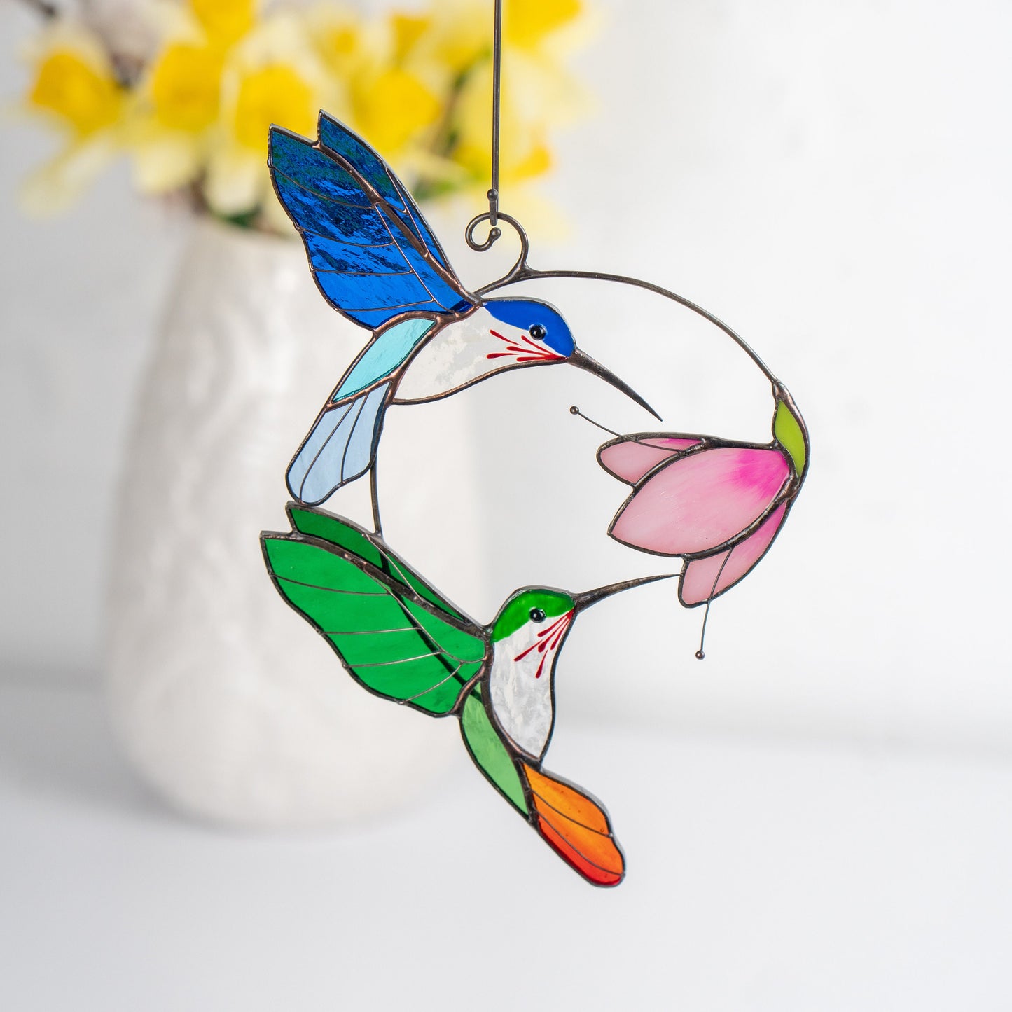 Stained glass birds Gift for couple Hummingbird stained glass window hangings Hummingbird gifts Best gift for mom - Image 12