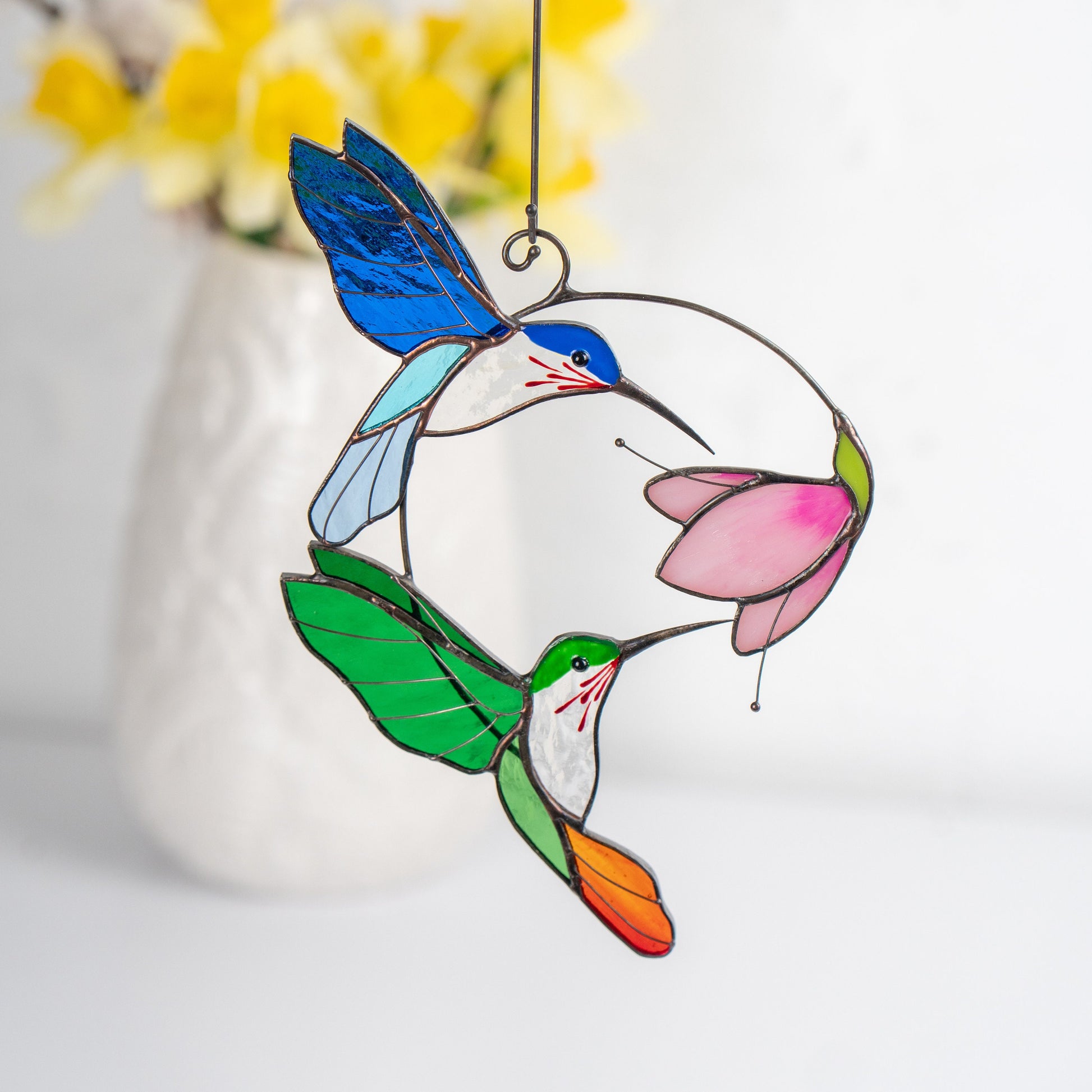 Stained glass birds Gift for couple Hummingbird stained glass window hangings Hummingbird gifts Best gift for mom - Image 12