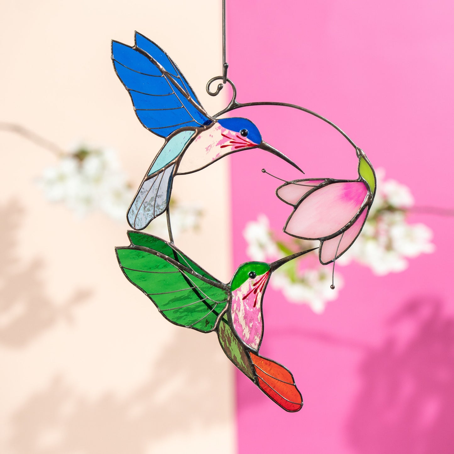 Stained glass birds Gift for couple Hummingbird stained glass window hangings Hummingbird gifts Best gift for mom - Image 8
