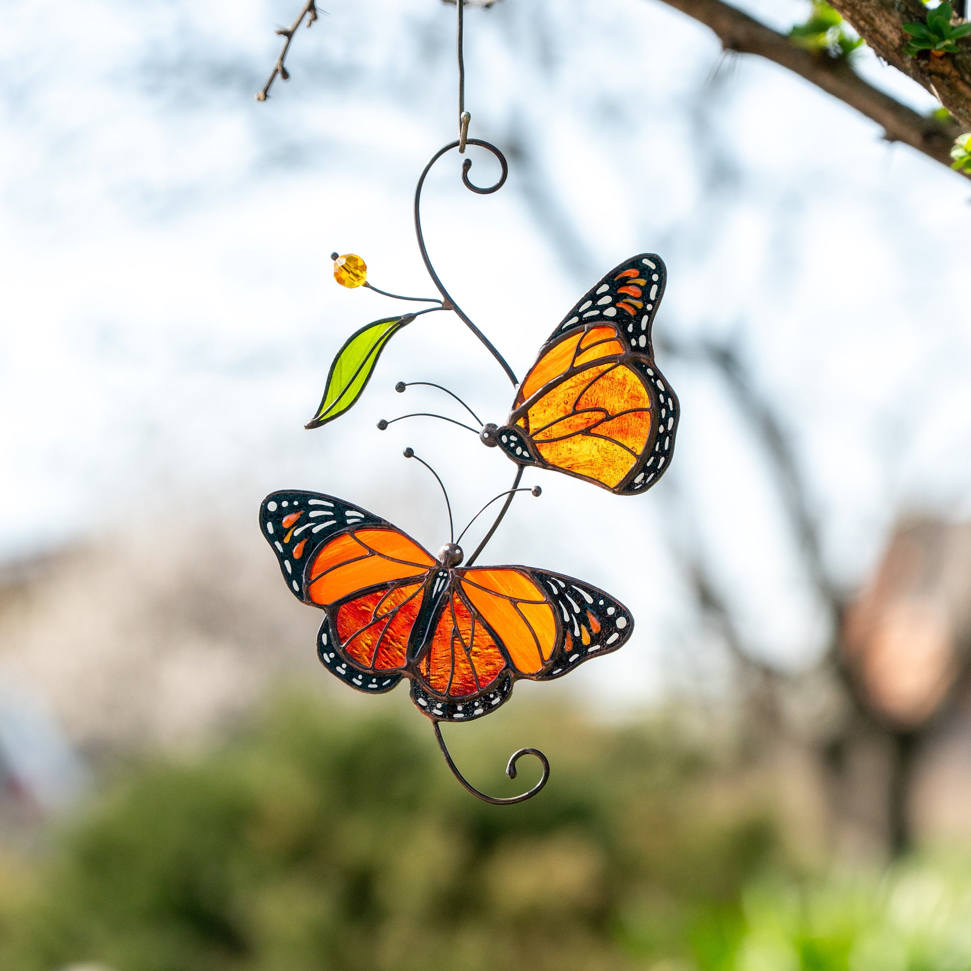 Butterfly stained glass window hangings Godmother gift Monarch butterfly Modern stained glass fly insect Custom stained glass suncatcher - Image 15