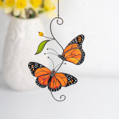 Butterfly stained glass window hangings Godmother gift Monarch butterfly Modern stained glass fly insect Custom stained glass suncatcher - Image 11