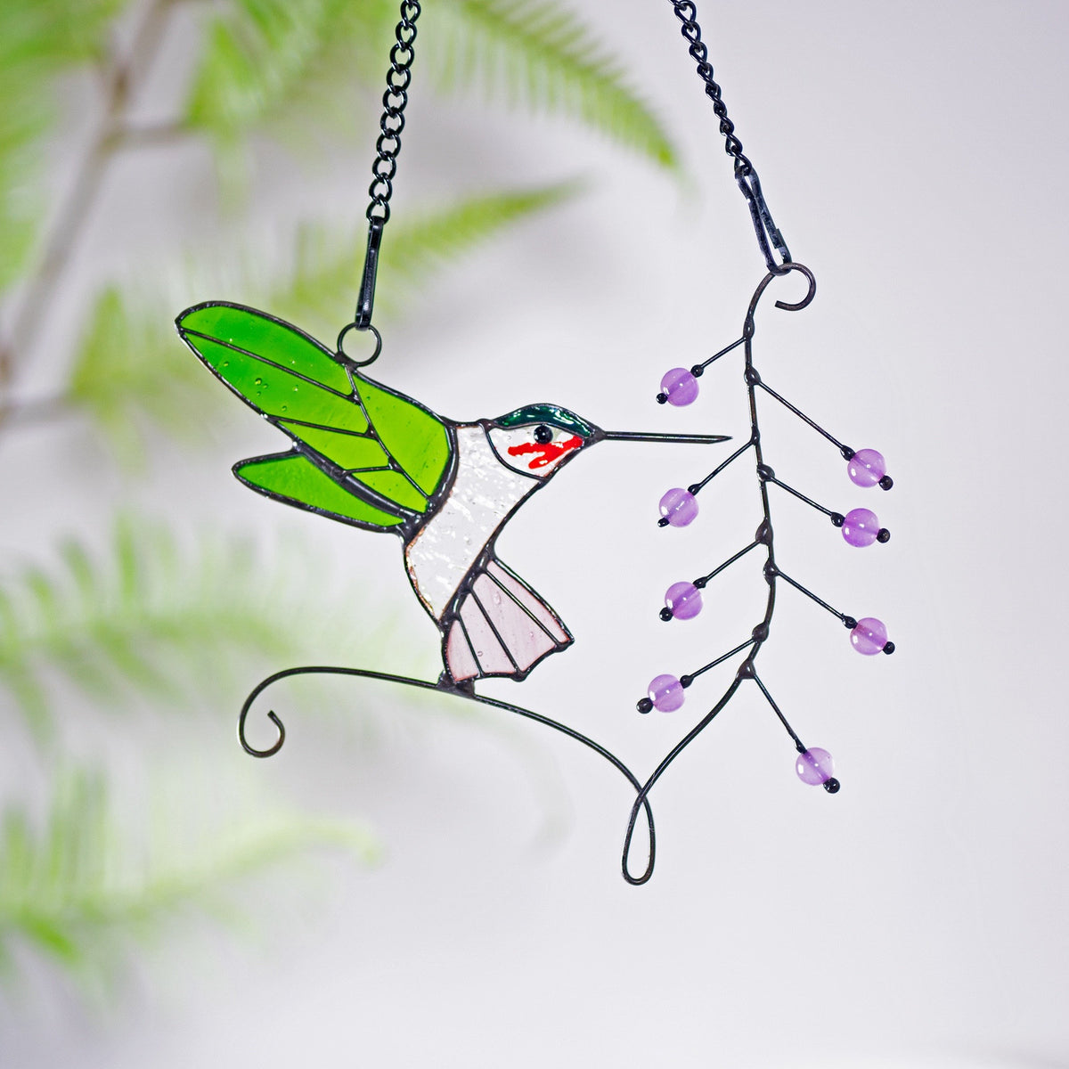Hummingbird stained glass window hangings Hummingbird Sun Catcher Hummingbird gift Custom stained glass bird suncatcher Fathers Day gifts - Image 7