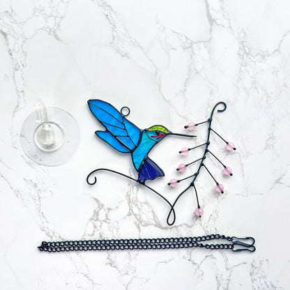 Hummingbird stained glass window hangings Hummingbird Sun Catcher Hummingbird gift Custom stained glass bird suncatcher Fathers Day gifts - Image 10