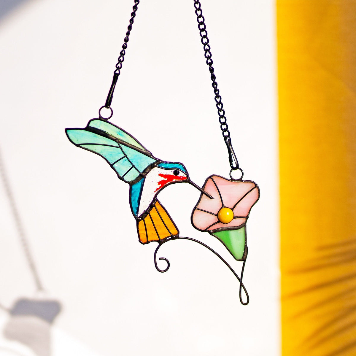 Hummingbird stained glass window hangings bird sun catcher Hummingbird gift Custom stained glass bird suncatcher Fathers Day gifts - Image 5