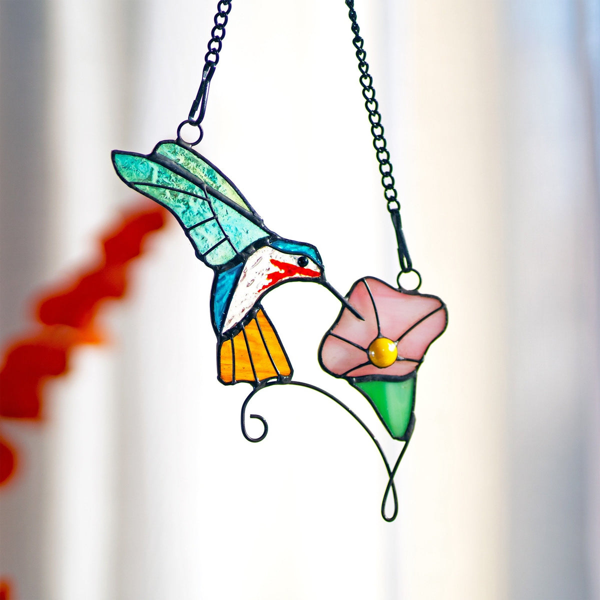 Hummingbird stained glass window hangings bird sun catcher Hummingbird gift Custom stained glass bird suncatcher Fathers Day gifts - Image 2