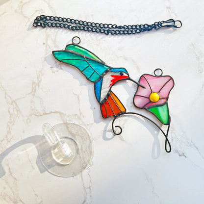 Hummingbird stained glass window hangings bird sun catcher Hummingbird gift Custom stained glass bird suncatcher Fathers Day gifts - Image 8