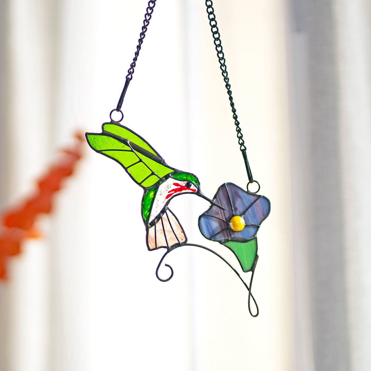 Hummingbird stained glass window hangings bird sun catcher Hummingbird gift Custom stained glass bird suncatcher Fathers Day gifts - Image 3
