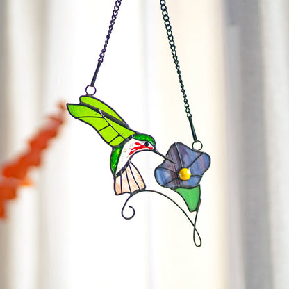 Hummingbird stained glass window hangings bird sun catcher Hummingbird gift Custom stained glass bird suncatcher Fathers Day gifts - Image 3